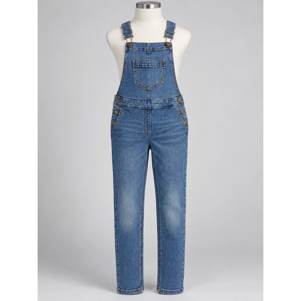 J Crew Crewcuts Girls Medium Wash Denim Bib Overalls Size 12 Stretch Blue Jeans